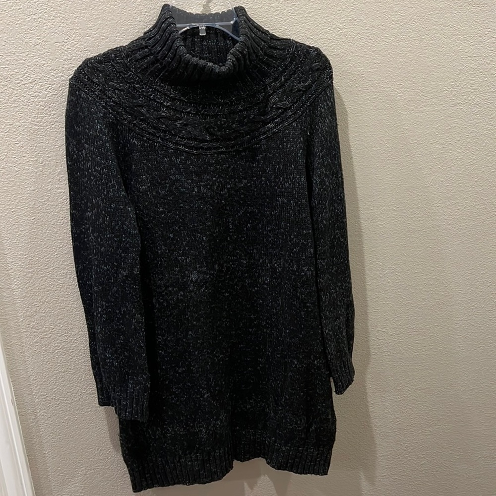 Daisy Fuentes size Medium Sweater dress turtleneck gray knit marl